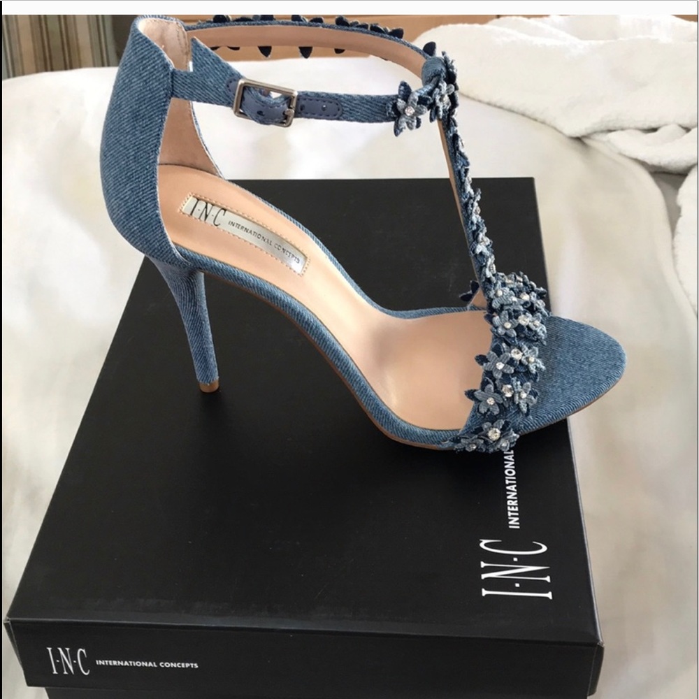 Brand New INC blue jean heels. Super cute!